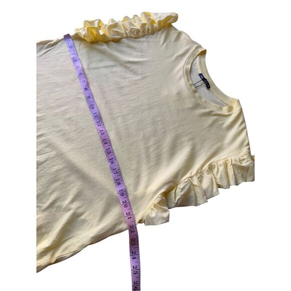 ZARA Yellow Flutter Ruffled Sleeves Crop Tee Size L - Picture 8 of 8